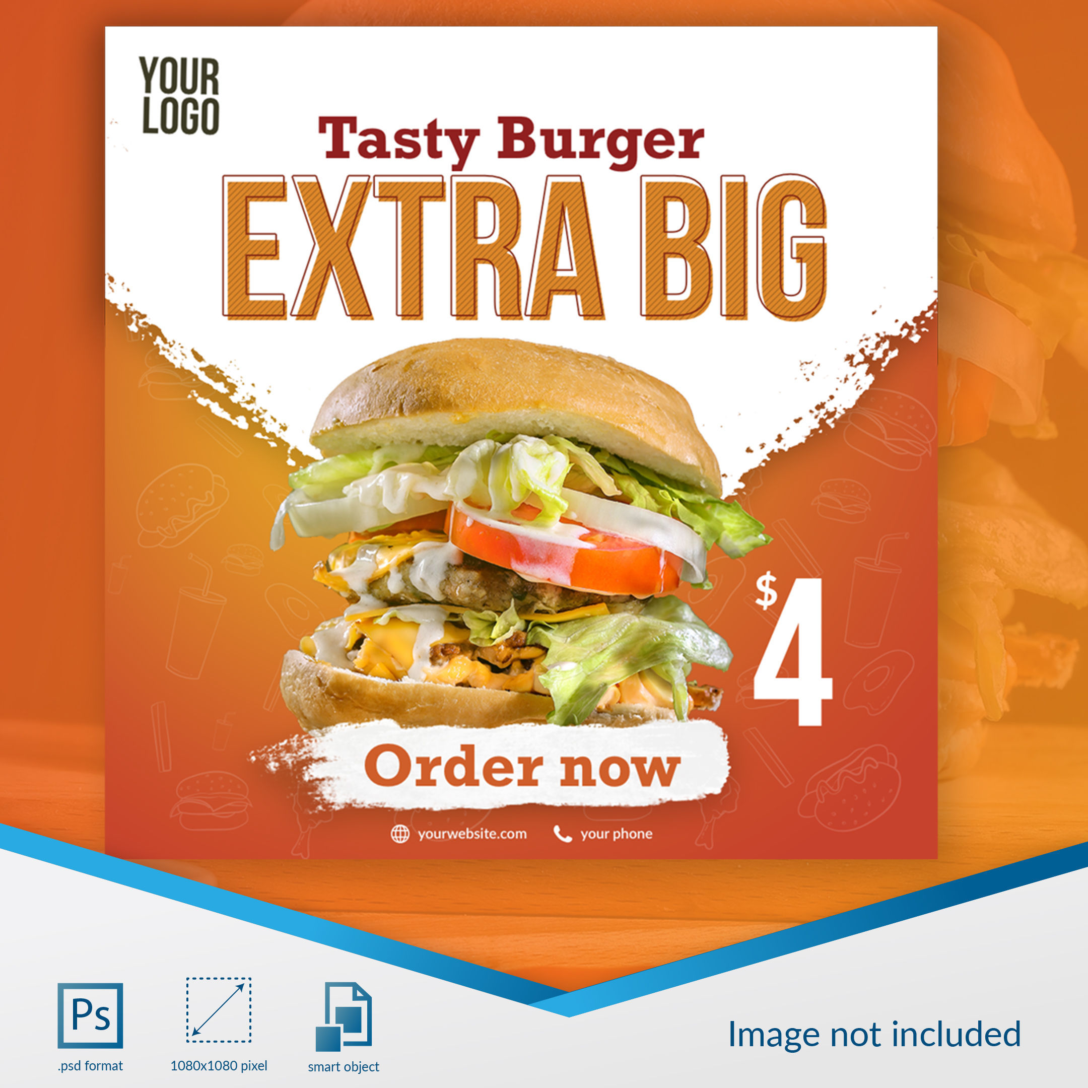 Banner Burger food social media post psd template free download 100